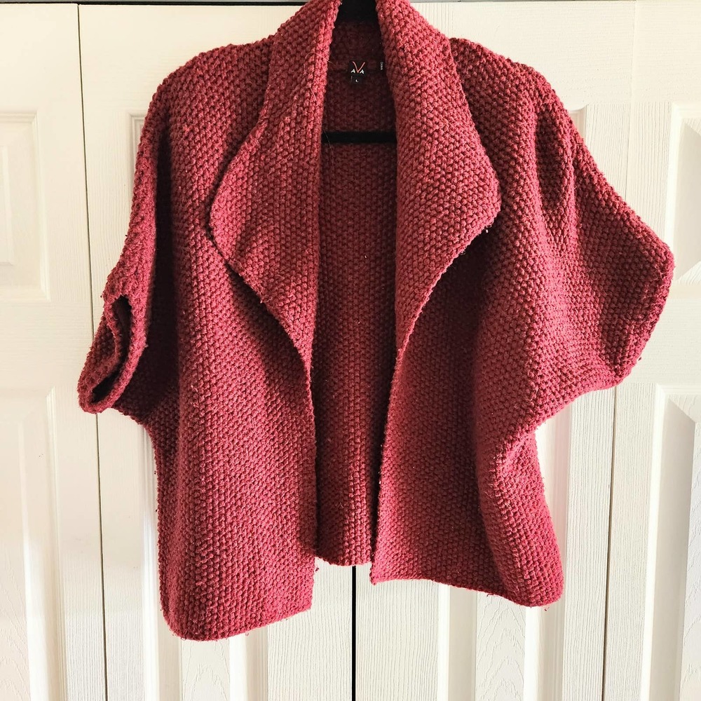 AVA Chunky Knit Open Cropped Dolman Sleeve Sweater Large